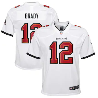 youth nike tom brady white tampa bay buccaneers game jersey